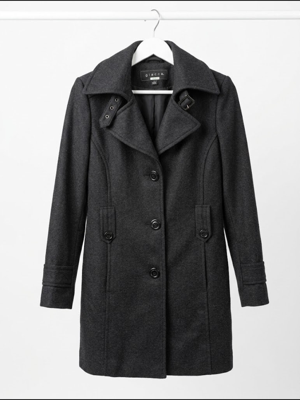 giacca Women's Charcoal Gray Trench Coat Wool Blend